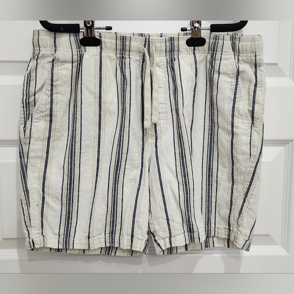 Women's Striped Cream and Blue Shorts